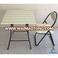 Factory price children furniture metal frame folding table and chair set